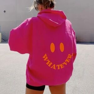 Cozy bright pink graphic sweater